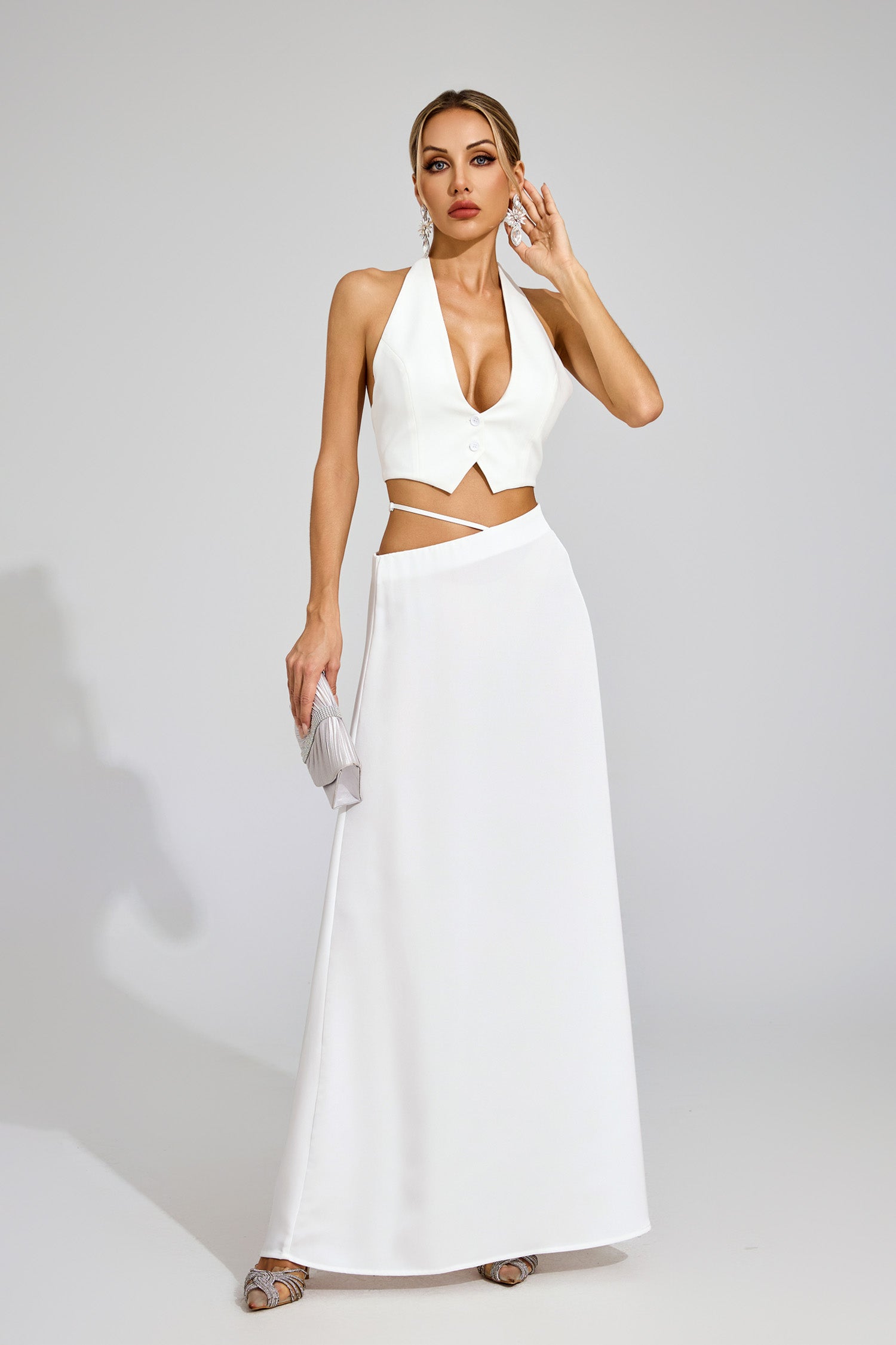 Griffith White Halter Blazer Set