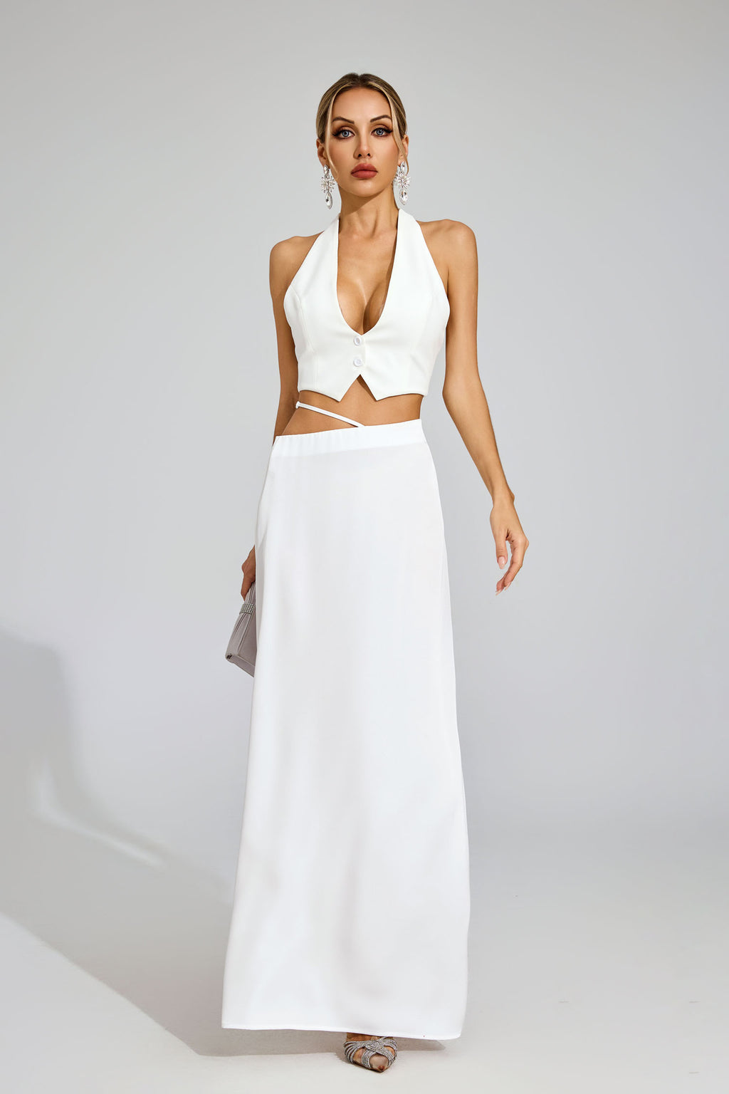 Griffith White Halter Blazer Set